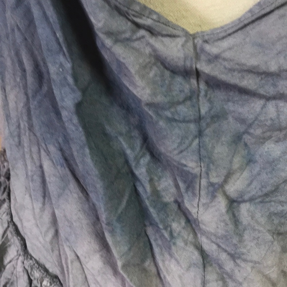 LAST CALL Ritanotiara Lagenlook ruffled asymmetrical top cotton NFR gray MEDIUM - Picture 6 of 7